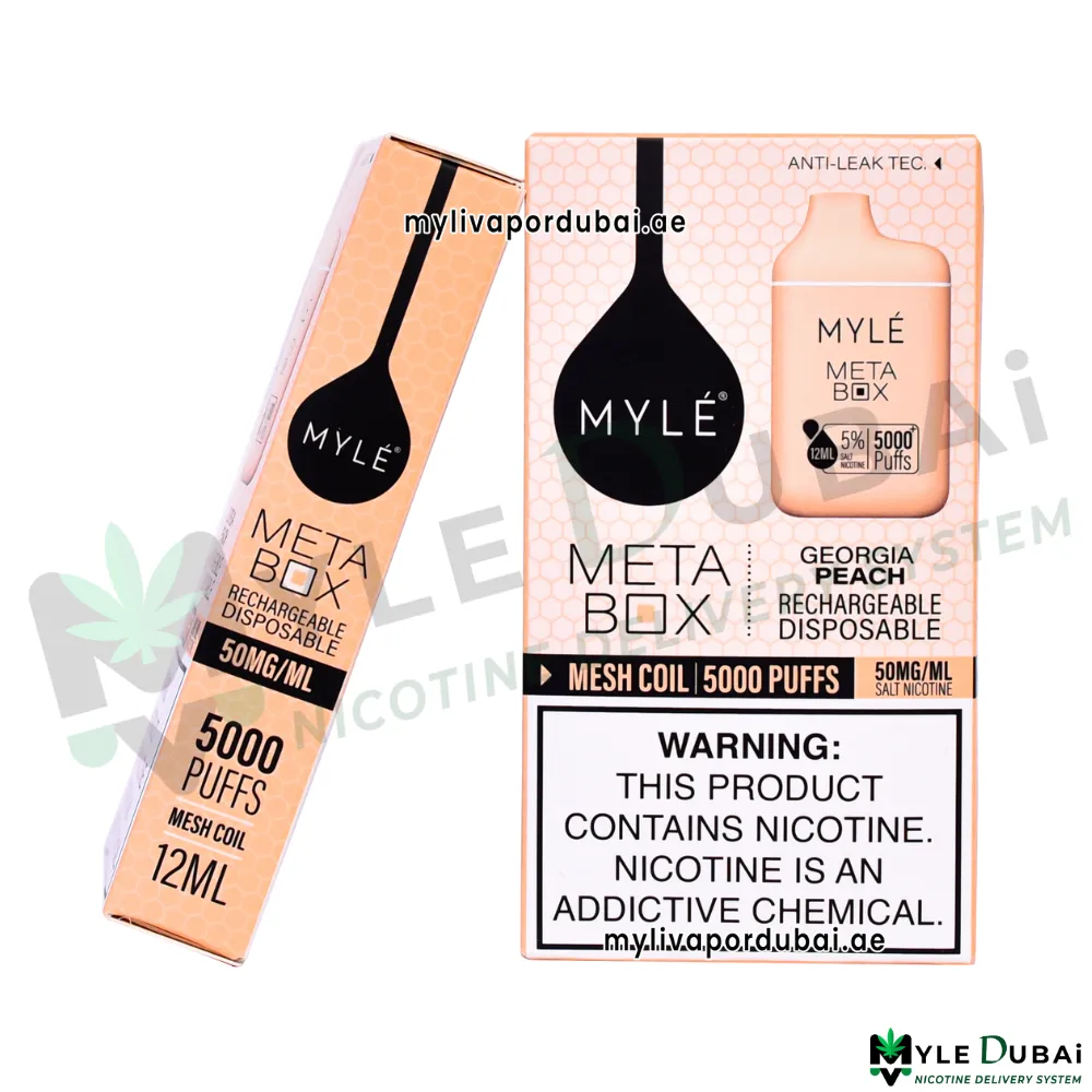 Myle Meta Box Georgia Peach 20MG Disposable Device