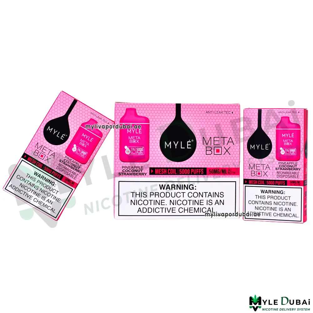 Myle Meta Box Pineapple Coconut Strawberry 20MG Disposable Device